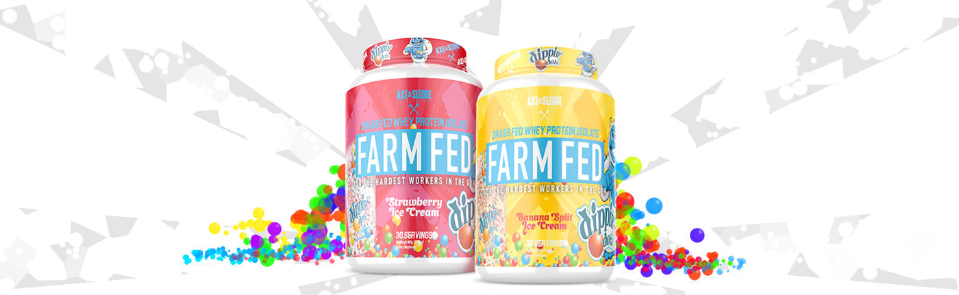 Axe & Sledge FARM FED Grass Fed Whey Protein Isolate 30 servings / Dippin' Dots Strawberry Ice Cream