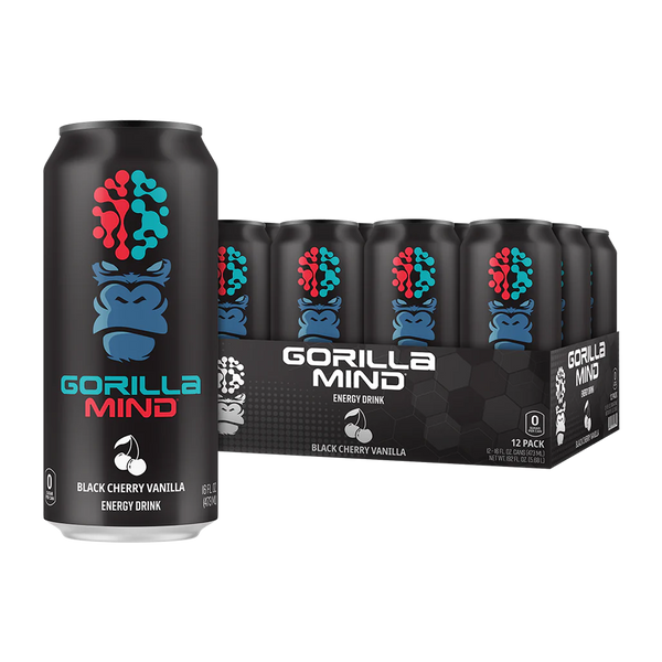 Black Cherry Vanilla flavor 12 pack of Gorilla Mind Energy