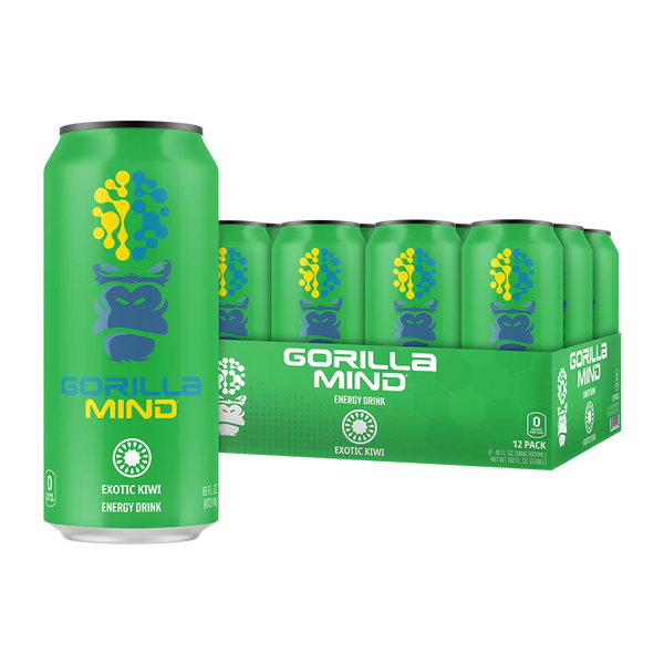 Exotic Kiwi flavor 12 pack of Gorilla Mind Energy