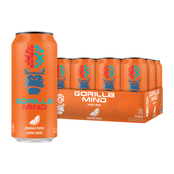 Orange Rush flavor 12 pack of Gorilla Mind Energy