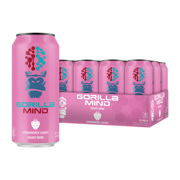 Strawberry Candy flavor 12 pack of Gorilla Mind Energy