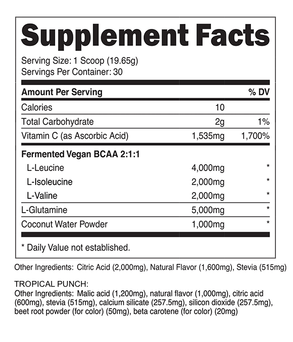 BCAA Glutamine 30srv | Transparent Labs – Nutrition Faktory