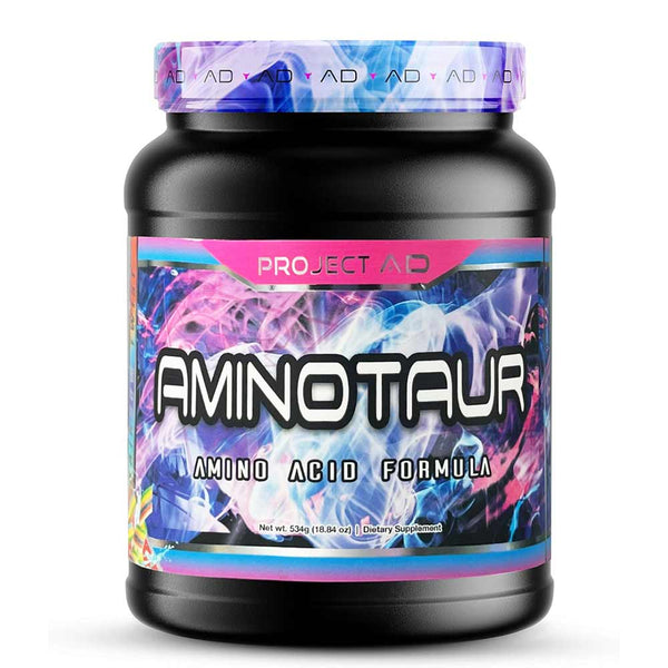 Project AD Aminotaur. Amino acid formula. Dietary Supplement. In Rainbow Twist Flavor