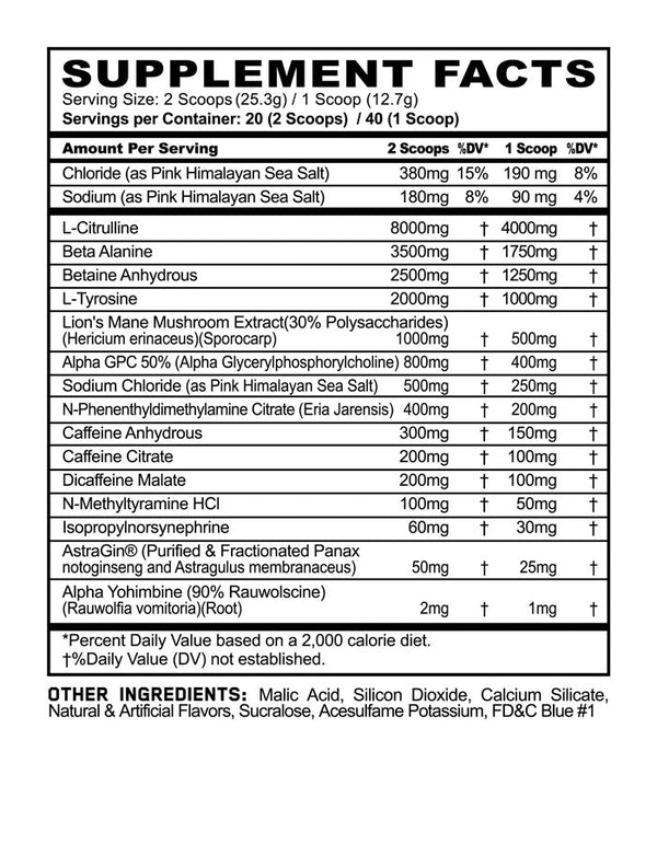 Supplement Facts for Panda Vs Apollon Face/Off  40srv