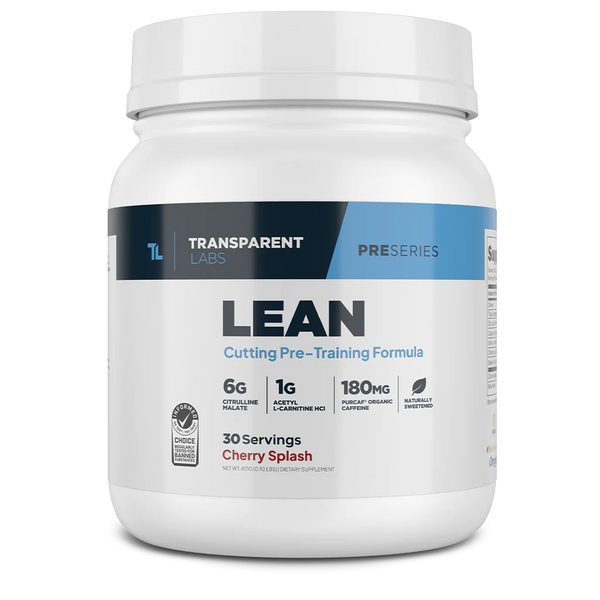 Lean Cutting Pre-training formula in Cherry Splash 30srv from Transparent Labs