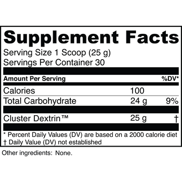 Supplement Facts for Transparent Labs Cyclic Dextrin 30srv Fast-Acting Carb Powder from Transparent Labs