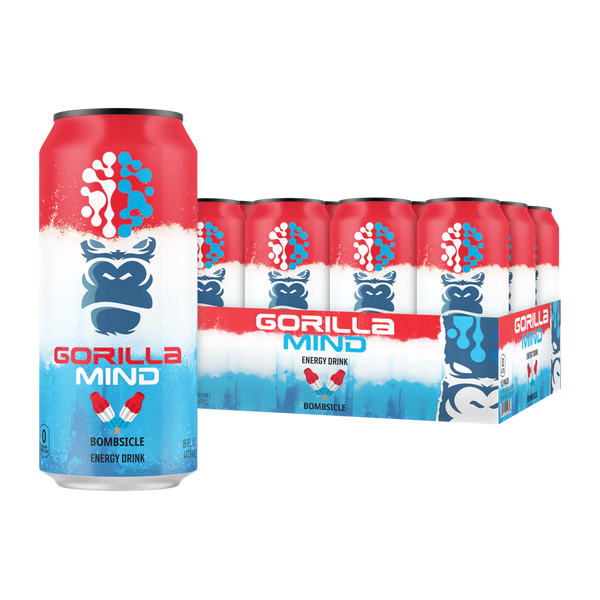 Bombsicle flavor 12 pack of Gorilla Mind Energy Drink