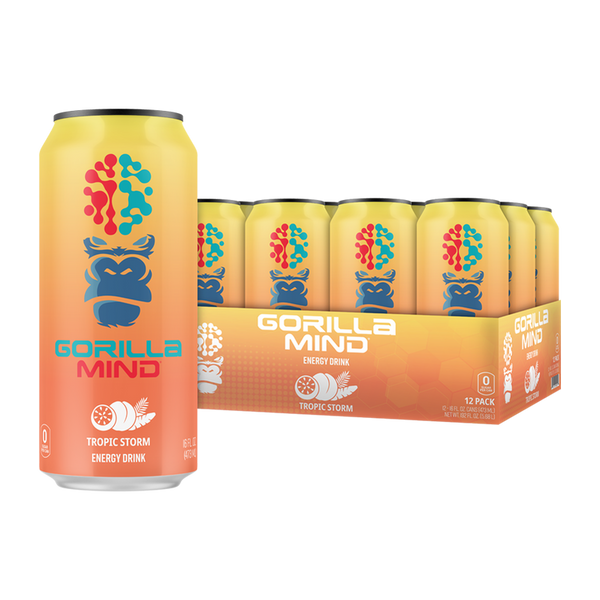 Tropical Storm flavor 12 pack of Gorilla Mind Energy Drink