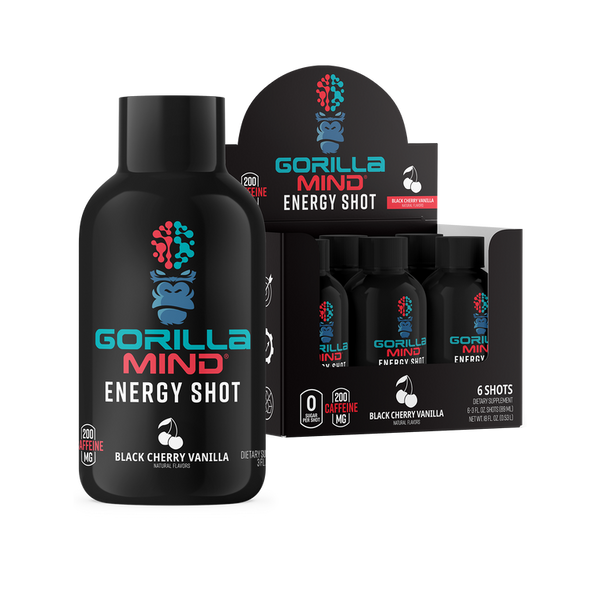 Black Cherry Vanilla flavor 6 pack of Gorilla Mind Energy Shot