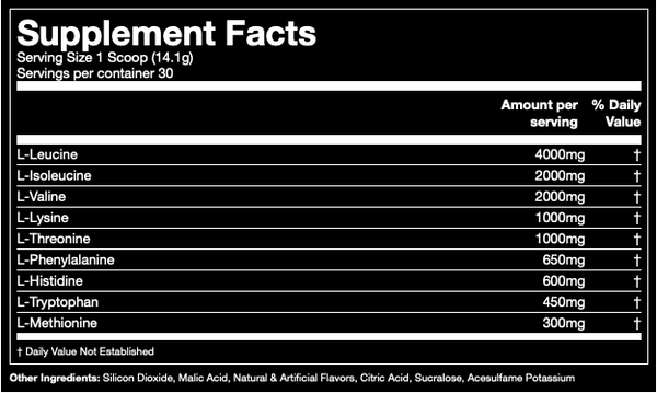 Supplement Facts for Gorilla Mind EAAs