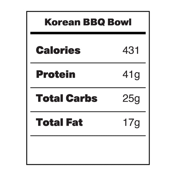 NF Foods Korean BBQ Bowl (Local Delivery/Pickup Only) - Nutrition Faktory 