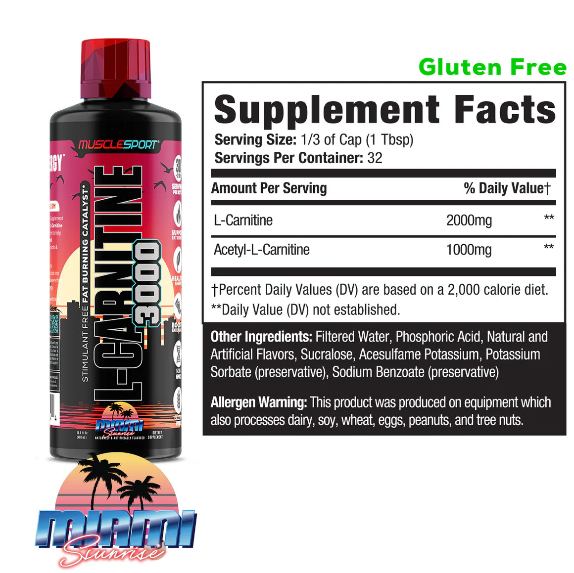 L-Carnitine 3000 16.5oz Liquid - Miami Sunrise L-Carnitine 3000 16.5oz Liquid - Miami Sunrise