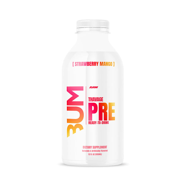 Raw CBUM Thavage RTD 12ct. Thavage Pre-workout Ready to drink in Strawberry Mango Flavor