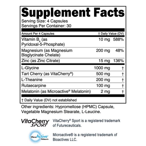 Supplement Facts for Transparent Labs Sleep & Recover 120Caps, sleep aid formula