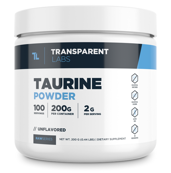 unflavored Transparent Labs Taurine Powder 100srv, raw series