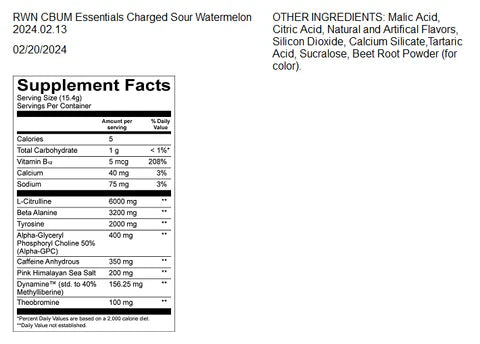 Raw Essential Charged Pre-Workout 25srv