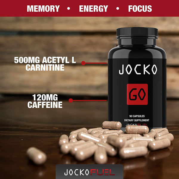 Jocko Discipline Go 90Caps. Memory, energy and focus. 500MG Acetyl L Carnitine, 120MG Caffeine