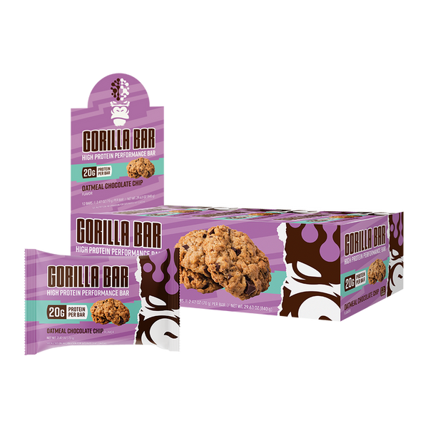 Gorilla Mind Gorilla Bar Protein Bar Oatmeal Chocolate Chip  20g Protein Per Bar