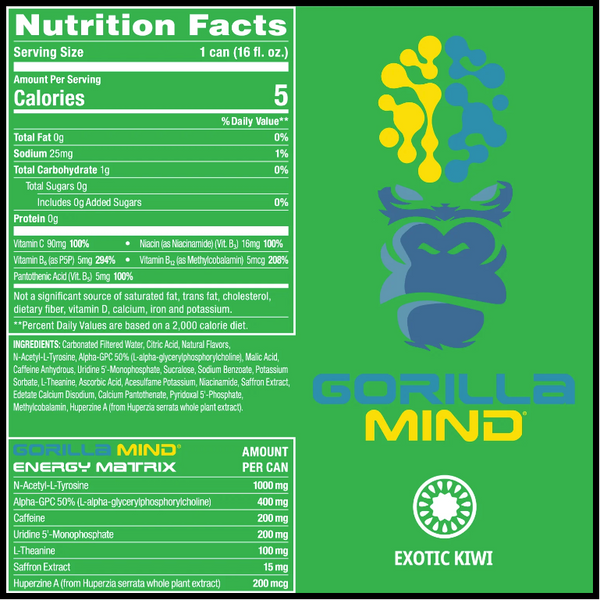 Gorilla Mind Energy Drink 12pk, Strawberry Candy