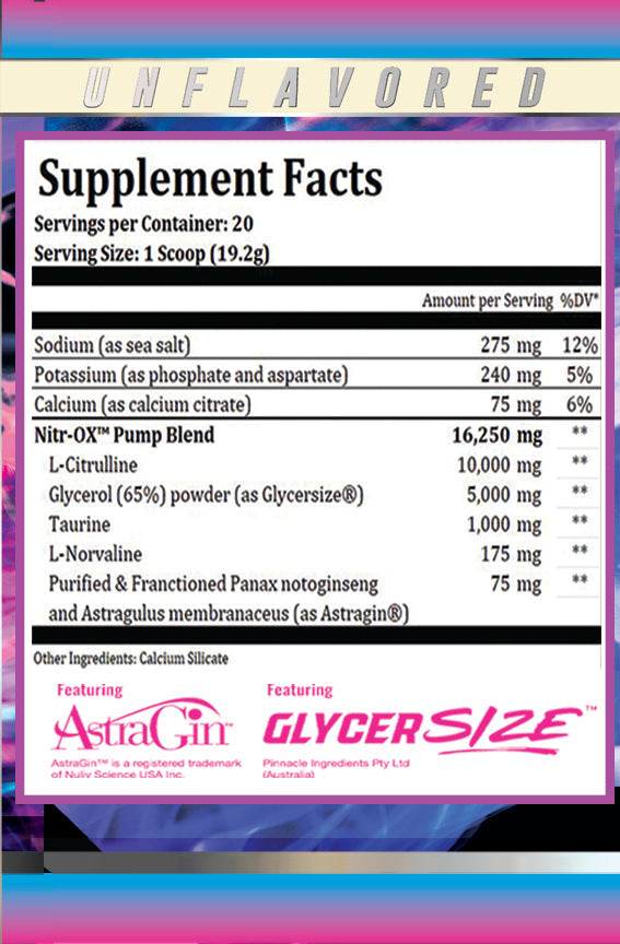 Supplement Facts Project AD Nitr-OX Upgraded 20srv