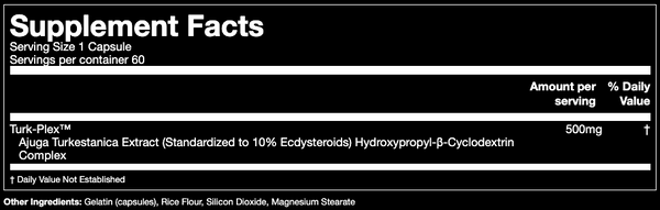 Supplement Facts for Turk-Plex Turkesterone from Gorilla Mind