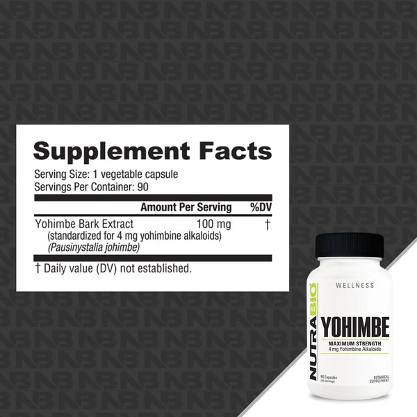NutraBio Yohimbe 4mg 90Caps