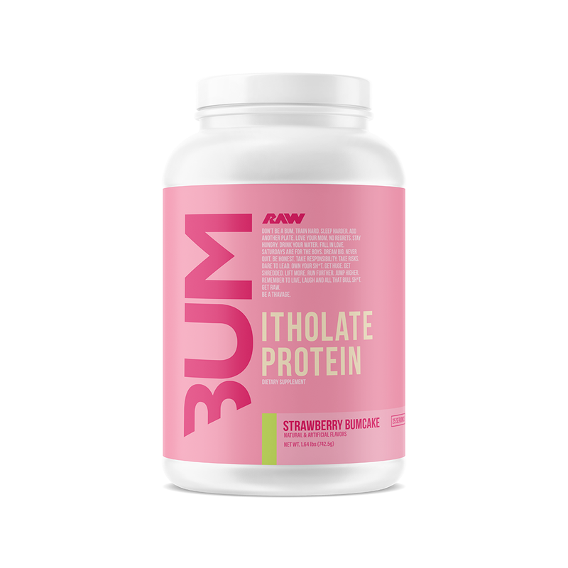 CBUM Protein - Itholate Protein 25-serving bottle in Strawberry Bumcake flavor with a vibrant label design.