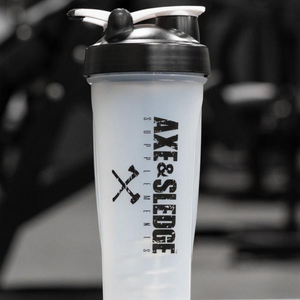 Axe & Sledge Shaker opaque white with black and white lid