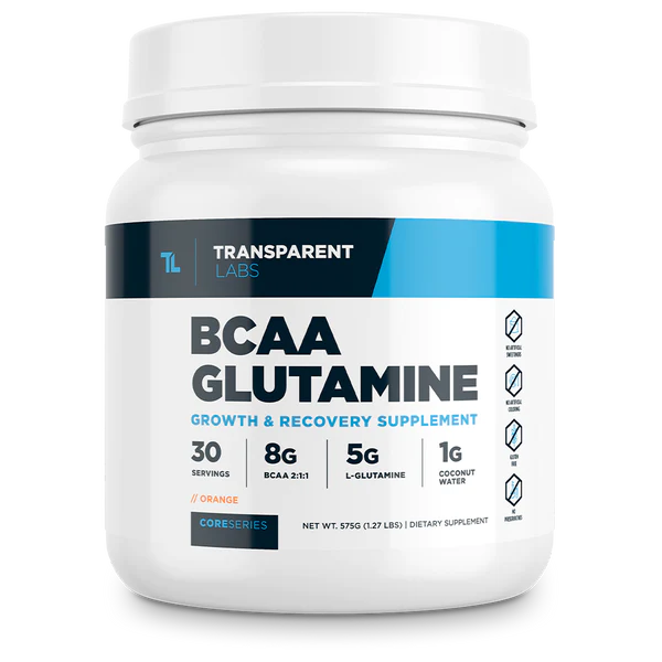 Transparent Labs BCAA Glutamine 30srv Orange Flavor Core Series, Growth & Recovery supplement