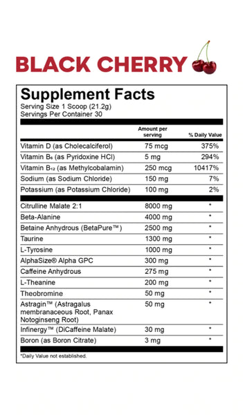 Bulk Pre-Workout Supplements - Black Cherry (1.55 Lbs. / 30 Servings) by  Transparent Labs at the Vitamin Shoppe