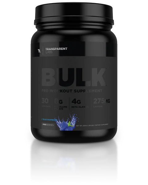 Blue Raspberry Bulk Black Pre-workout Supplement 30 srv, Transparent Labs, Pre Series, stronger and more potent pre-workout