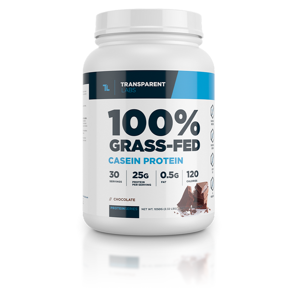 100% Grass-fed casein protein 30srv from Transparent Labs in Chocolate flavor