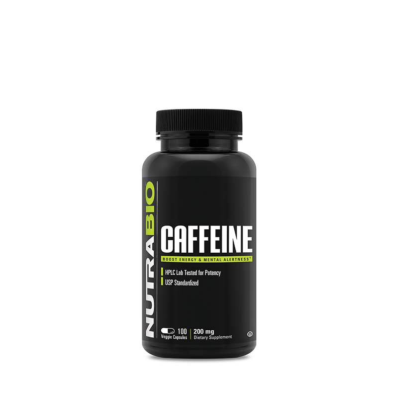Caffeine 200 mg 100Caps | NutraBio – Nutrition Faktory