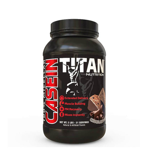 Titan Nutrition Casein 2lb. 100% Micellar Casein. Extended delivery, muscle building, pm recovery, mixes instantly. Chocolate flavor