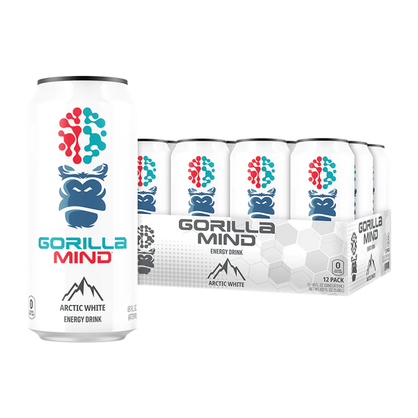 Arctic White flavor 12 pack of Gorilla Mind Energy Drink