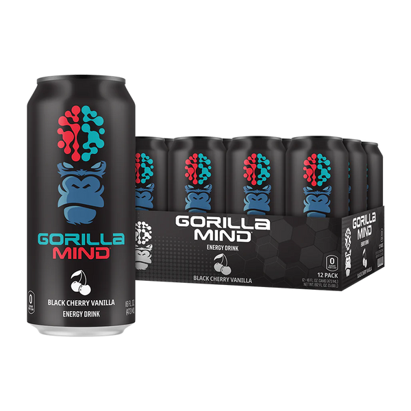 Black Cherry Vanilla flavor 12 pack of Gorilla Mind Energy Drink