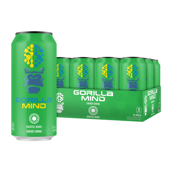 Exotic Kiwi flavor 12 pack of Gorilla Mind Energy Drink