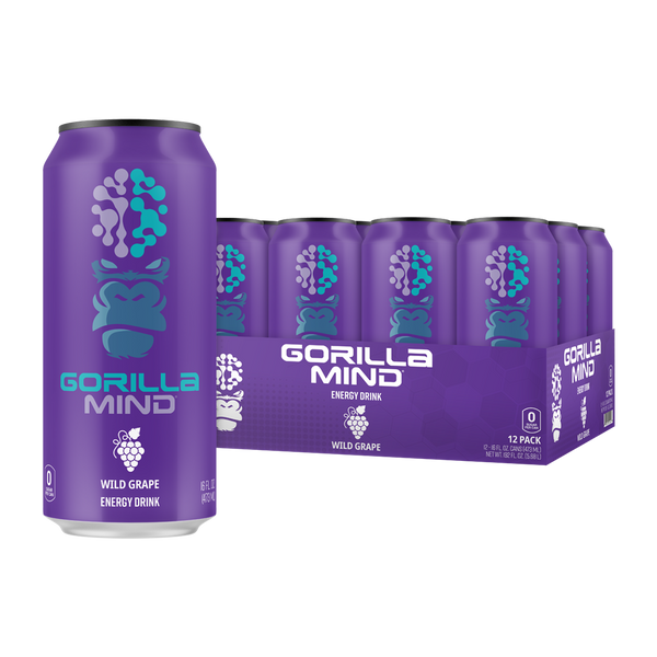 Wild Grape flavor 12 pack of Gorilla Mind Energy Drink