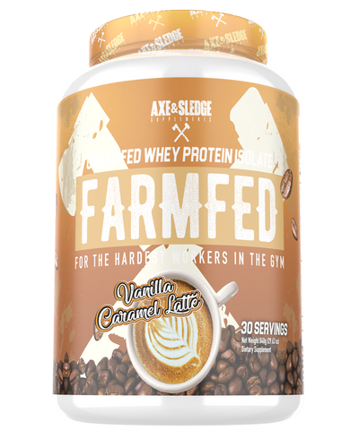 Axe & Sledge Farm Fed whey protein isolate vanilla caramel latte flavor