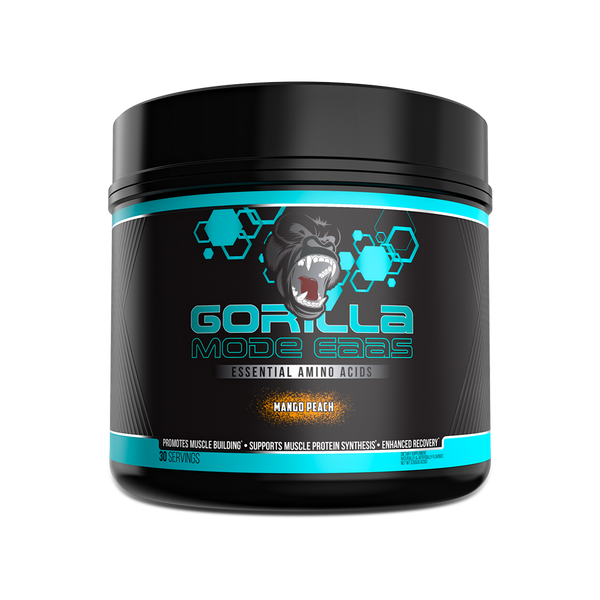 Gorilla Mode EAAs Essential Amino Acids in Mango Peach Flavor, Promotes Muscle Building, supports muscle protein synthesis, and enhanced recovery