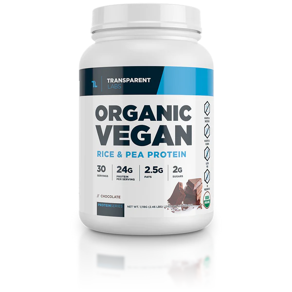 Transparent Labs Organic Vegan 30srv Chocolate flavor Rice & Pea Protein