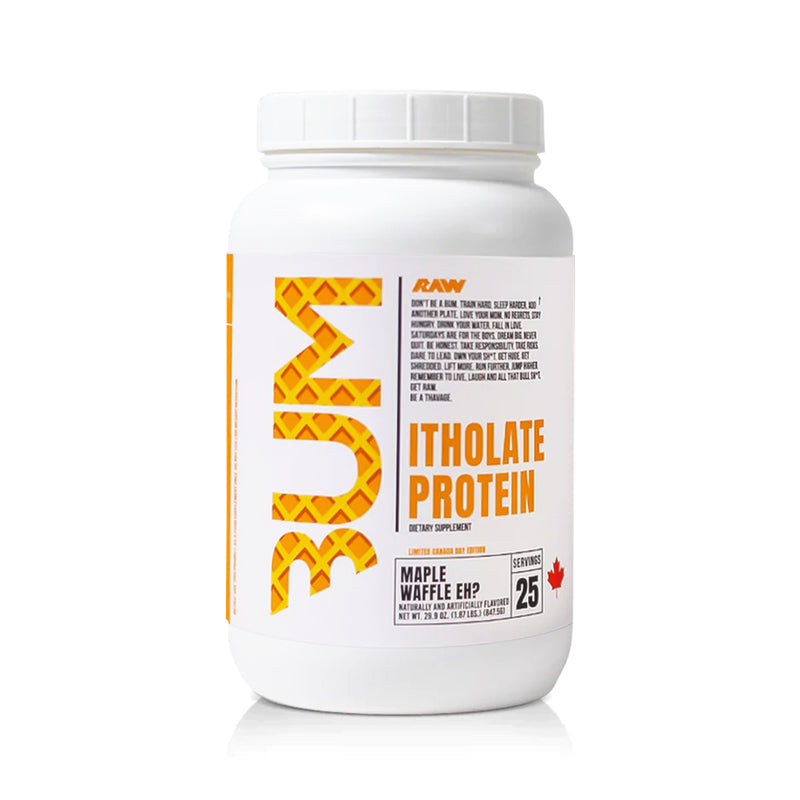 CBUM Protein - Itholate Protein 25-serving bottle in Maple Waffle flavor with a vibrant label design.
