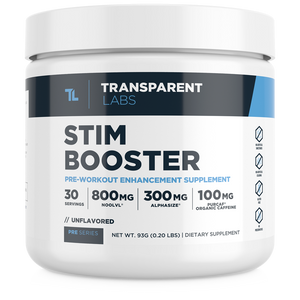 unflavored Transparent Labs Stim Booster pre-workout enhancement supplement 30srv, pre series