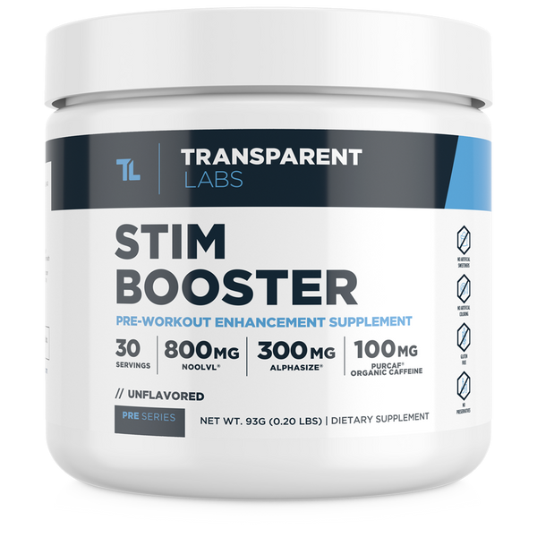 unflavored Transparent Labs Stim Booster pre-workout enhancement supplement 30srv, pre series