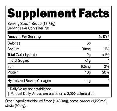 Supplement Facts for Collagen Hydrolysate 30srv from Transparent Labs, Grass-Fed Collagen Hydrolysate