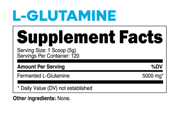 Supplement Facts for Transparent Labs L-Glutamine Fermented 120srv