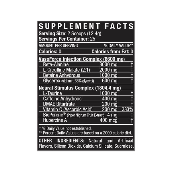 Supplement Facts Kickin 25srv Titan Nutrition