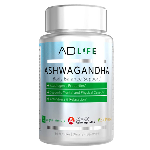 Project AD Ashwagandha 60Caps. Body balance support. Adaptogenic properties*, supports mental and physical capacity*, anti-stress & relaxation