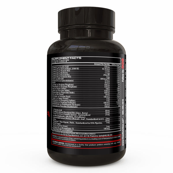 Supplement Facts Titan Nutrition Essentials Athena (Hers) 180Caps