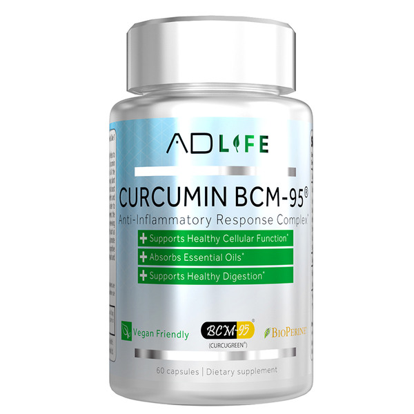 Project AD Life Curcumin BCM-95 60Caps. Anti-inflammatory response complex*, supports healthy cellular function*, absorbs essential oils*, supports healthy digestion*.